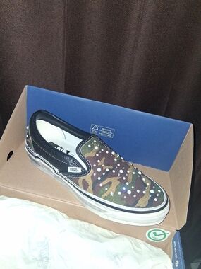 Vans Camo Slip-On with Stud Embellishments - Black & Green